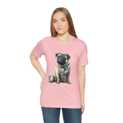 Loving Pug in Watercolor - Short Sleeve Tee